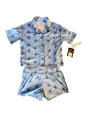 Art Class Kids Teddy Bear Print Sleepwear Pajama Set S(6/7) Blue Flame-resistant
